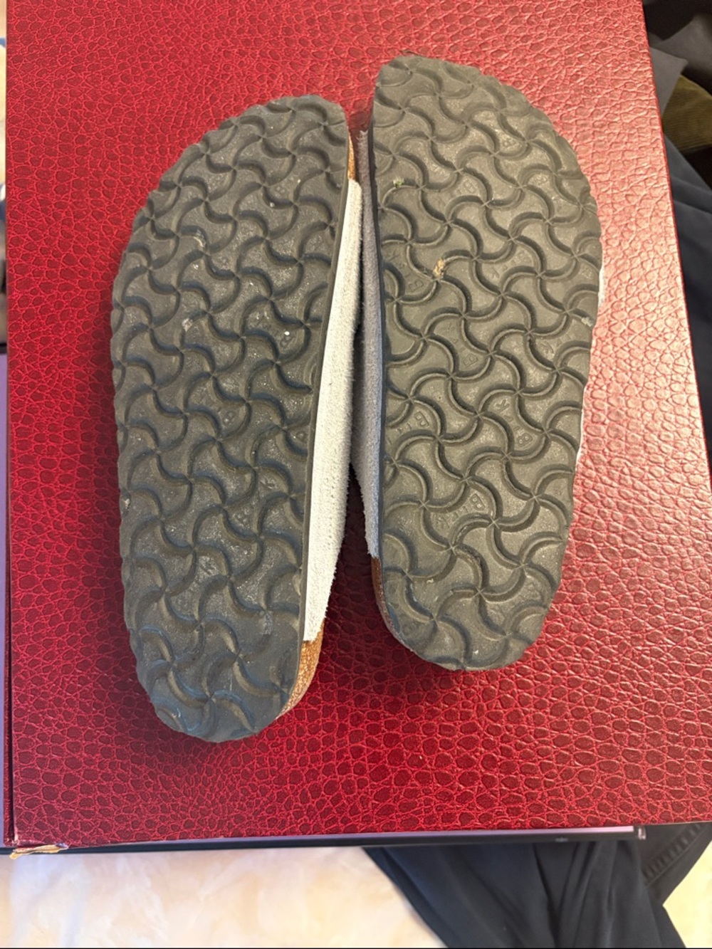 Birkenstock Two-Strap Suede Slide Sandals in Light Gray - Picture 2 of 2